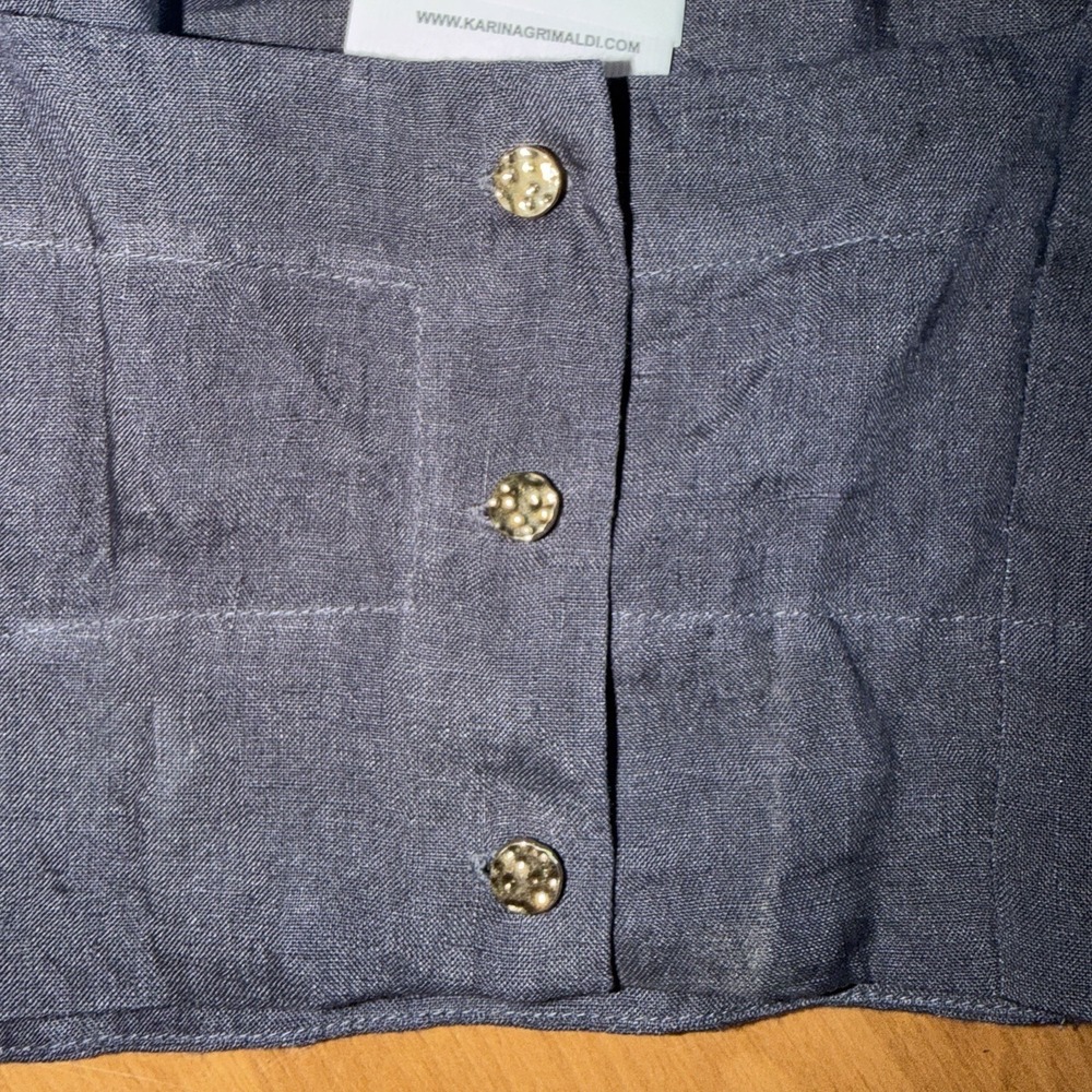 NEW Karina Grimaldi Pao Linen Button Up Top Navy Women's Size XS MSRP $92 - Picture 10 of 10